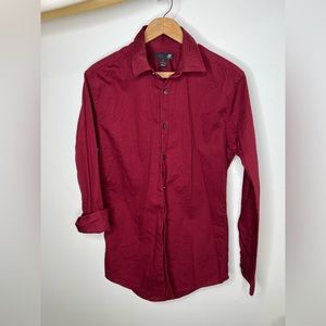 JF J. Ferrar Slim Fit Red Long Sleeve Shirt